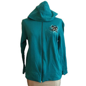 Small Retrogade by Viscosity Women's Skater Style Teal Full Zip Up Hoodie